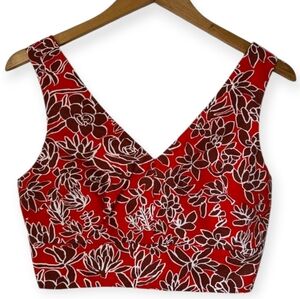 Kate Spade Orange/Brown/White Floral Crop Top